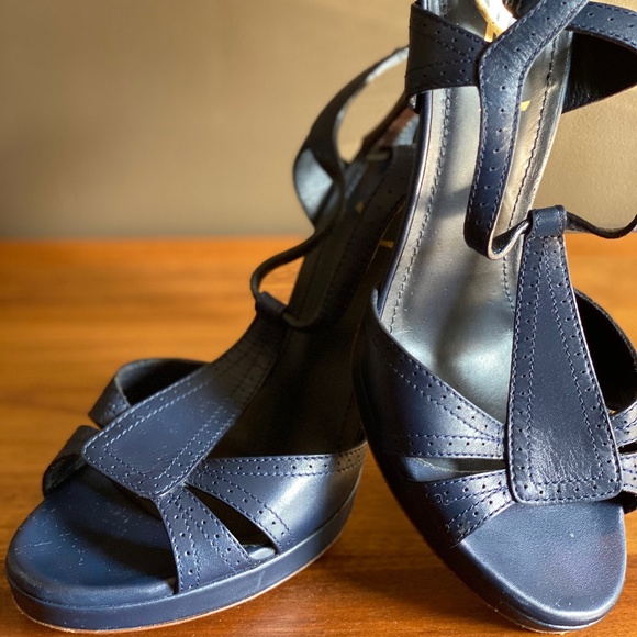 YSL Navy Sling Back Sandal's - Picture 1 of 4